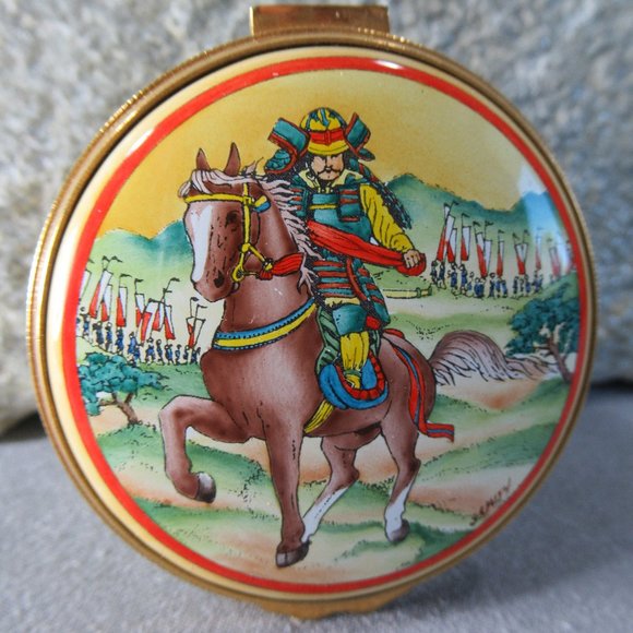 SOLD ** Kingsley Enamel Box SAMURAI Japanese Warrior - Picture 3 of 10